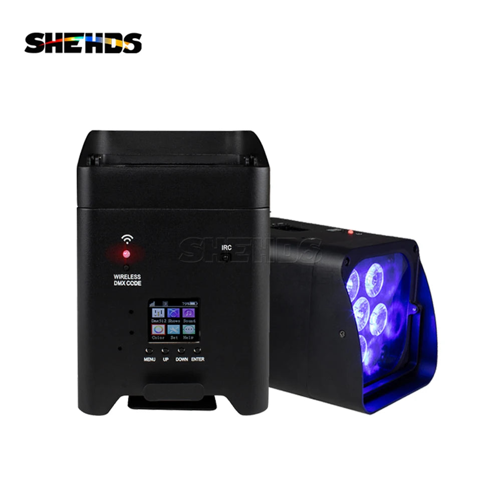 SHEHDS 4pcs 6x18w RGBWAUV LED Battery Par Wireless DMX512 Phone WIFI Wash Wall Light For Party Disco Christmas Lights Audience