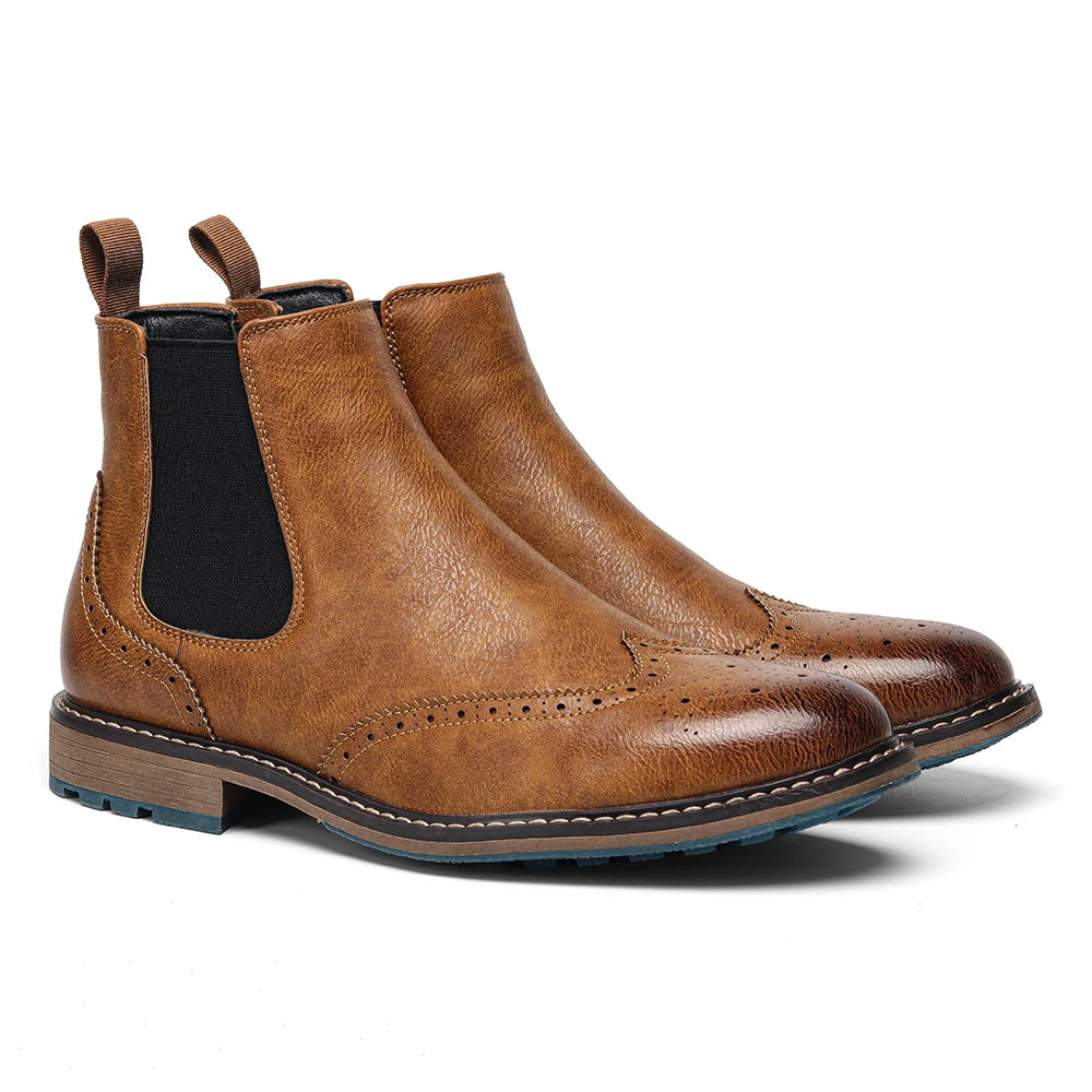 Hecrafted Men Ankle Boots Western Style Comfortable