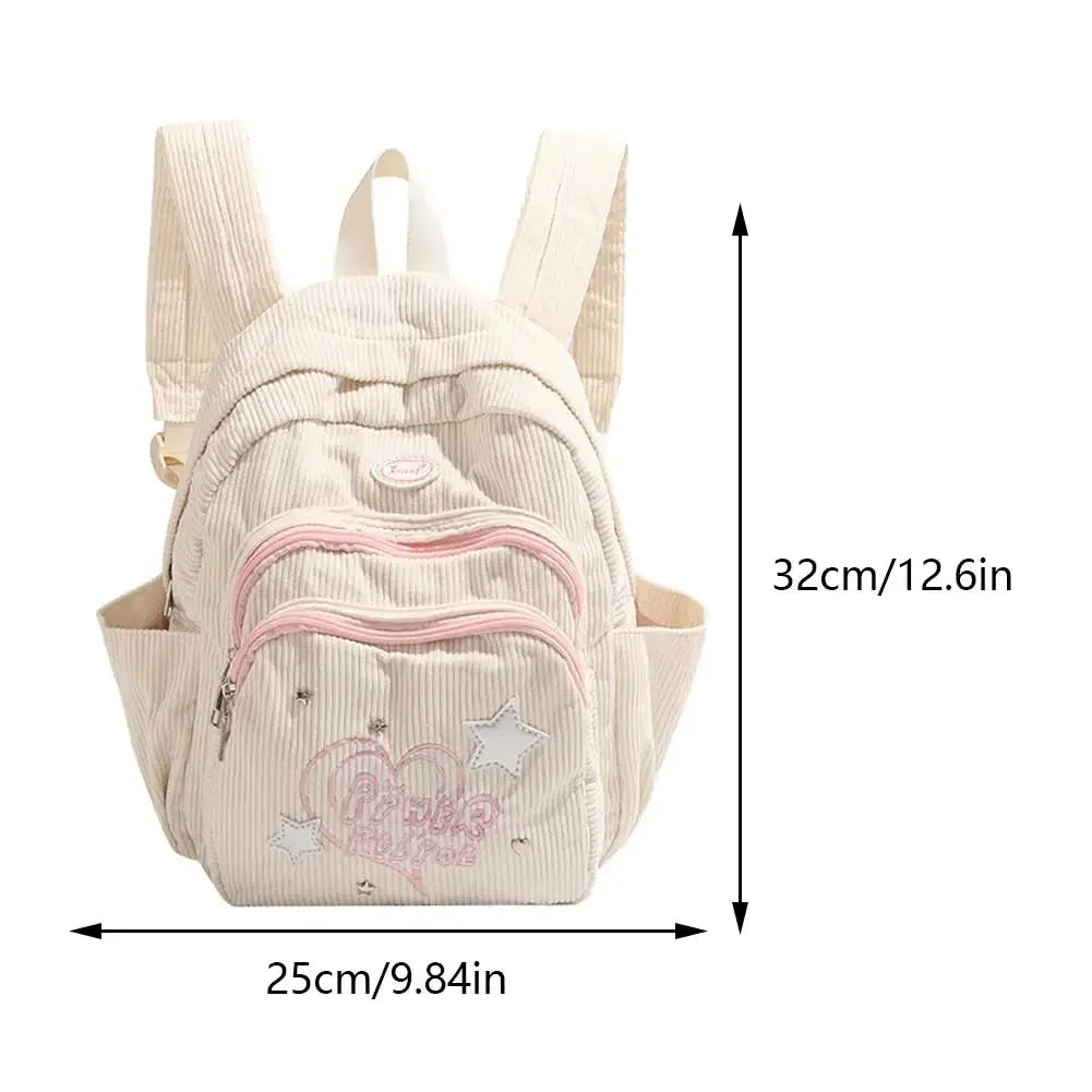 Corduroy Backpack Stylish Laptop Backpack Cute Trendy Teenagers Daypack Multi-pocket Casual Book Bag for Kids Students