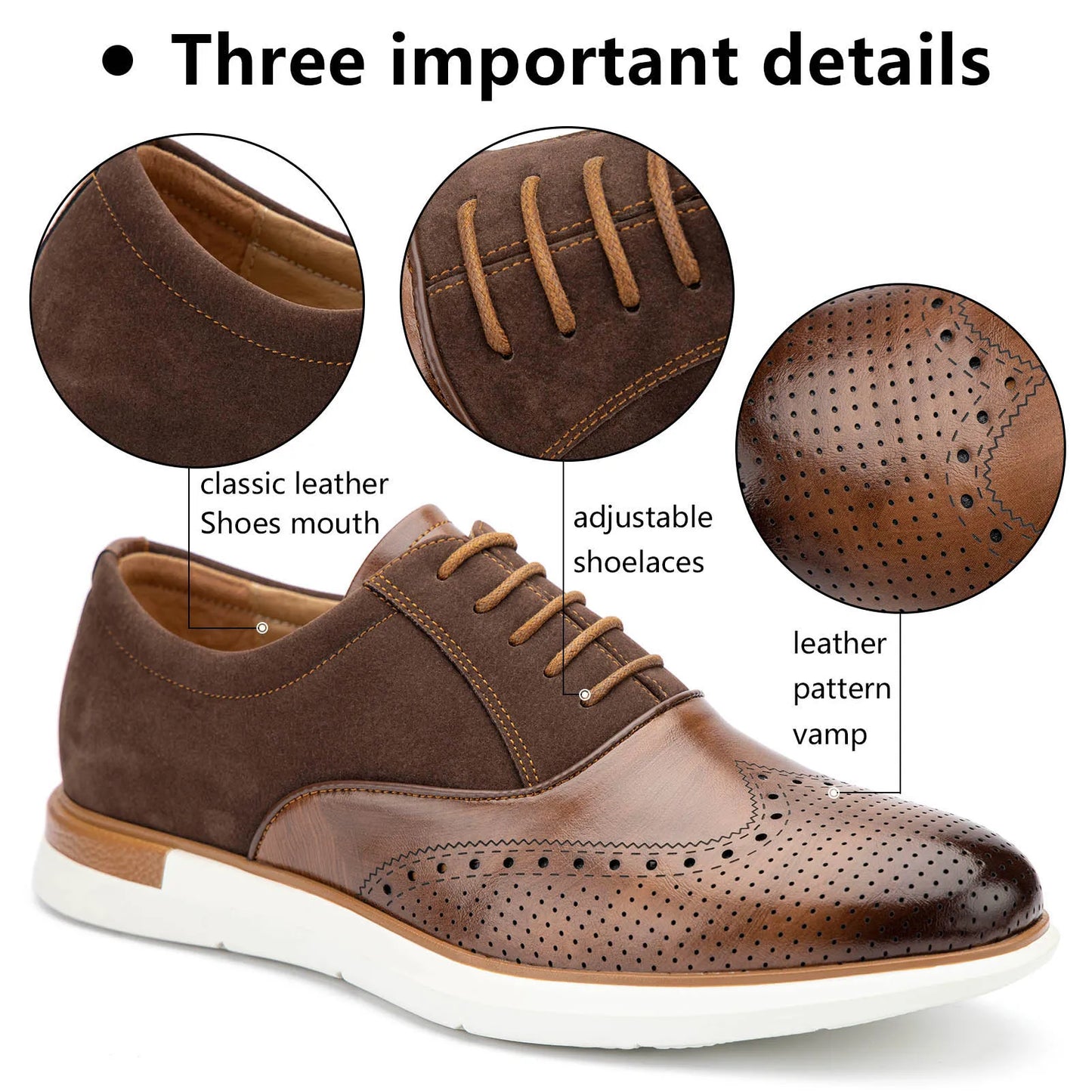 Meijiana Men Leather Lace Up Oxford Dress Shoes Casual
