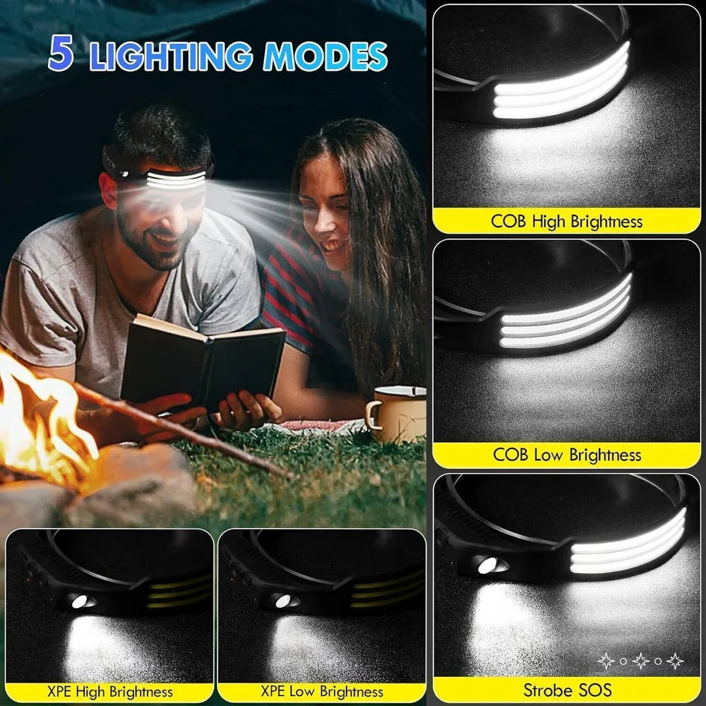 1/2Pcs USB Rechargeable Waterproof LED Headlamp Headlight Head Light Flashlight