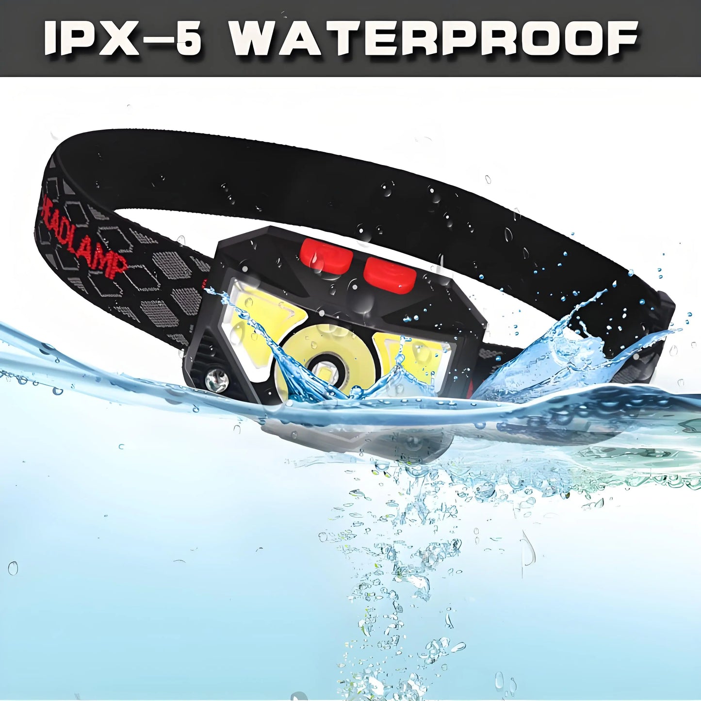 USB Rechargeable LED Headlamp - Waterproof Red Light for Night Fishing & Outdoor Activities
