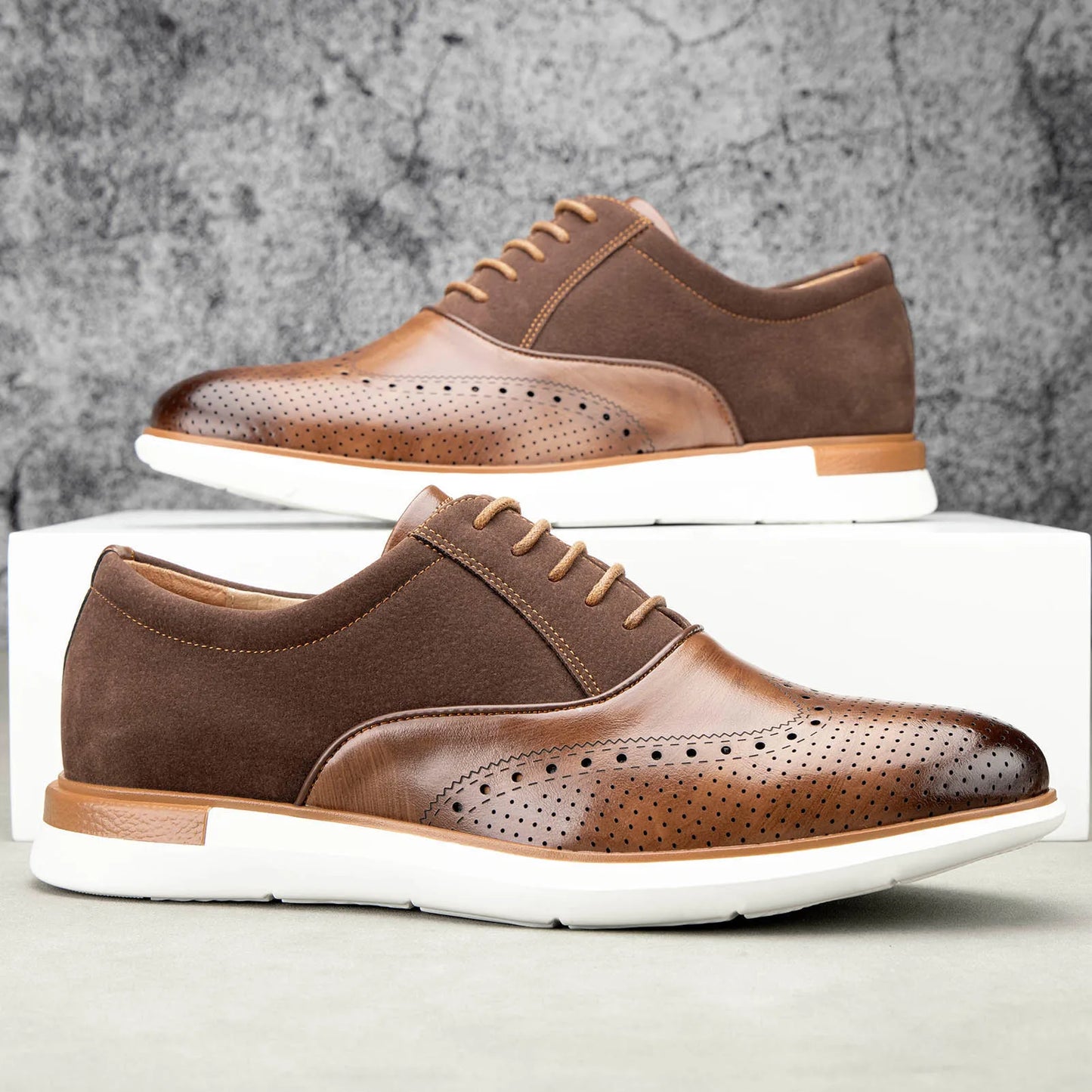 Meijiana Men Leather Lace Up Oxford Dress Shoes Casual