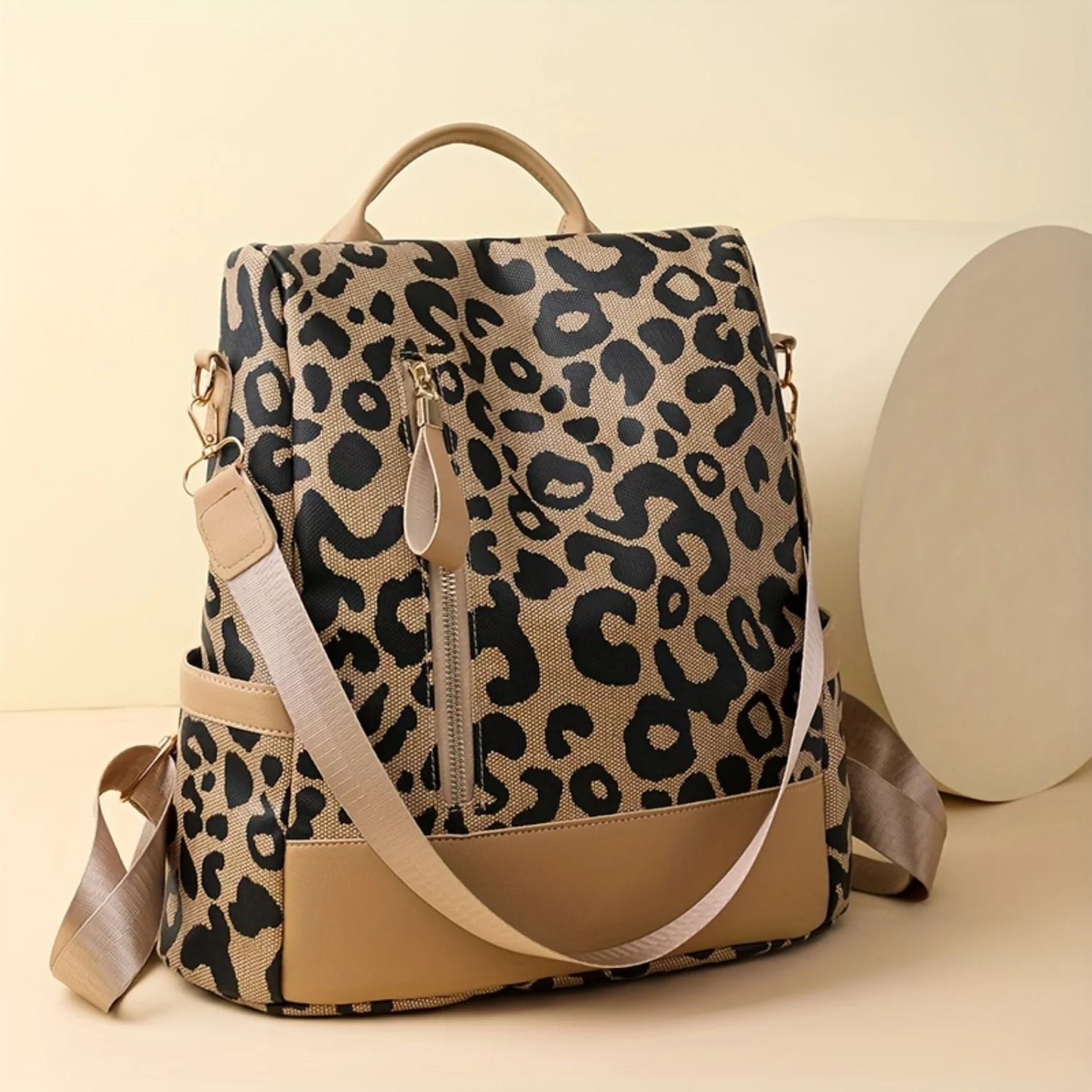 Leopard Print Anti-theft Travel Backpack Purse for School Work Travel