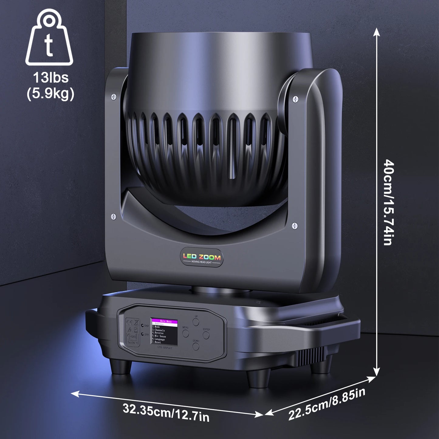 Somspot RGBW LED Moving Head Light Beam Focusing Light Dyeing Projection Light DMX512 Stage Light Effect for KTV Disco Bar Party
