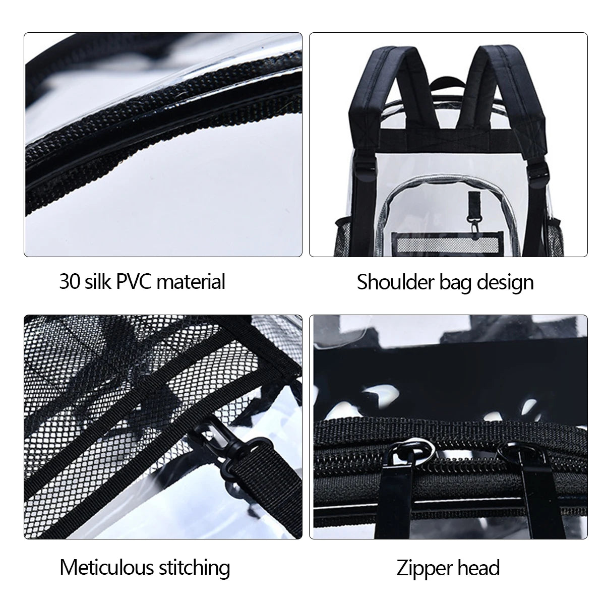 Fashion Transparent PVC Backpack Waterproof Women Backpacks Clear Backpacks for Teenagers Outdoor Sport Large Capacity Bag