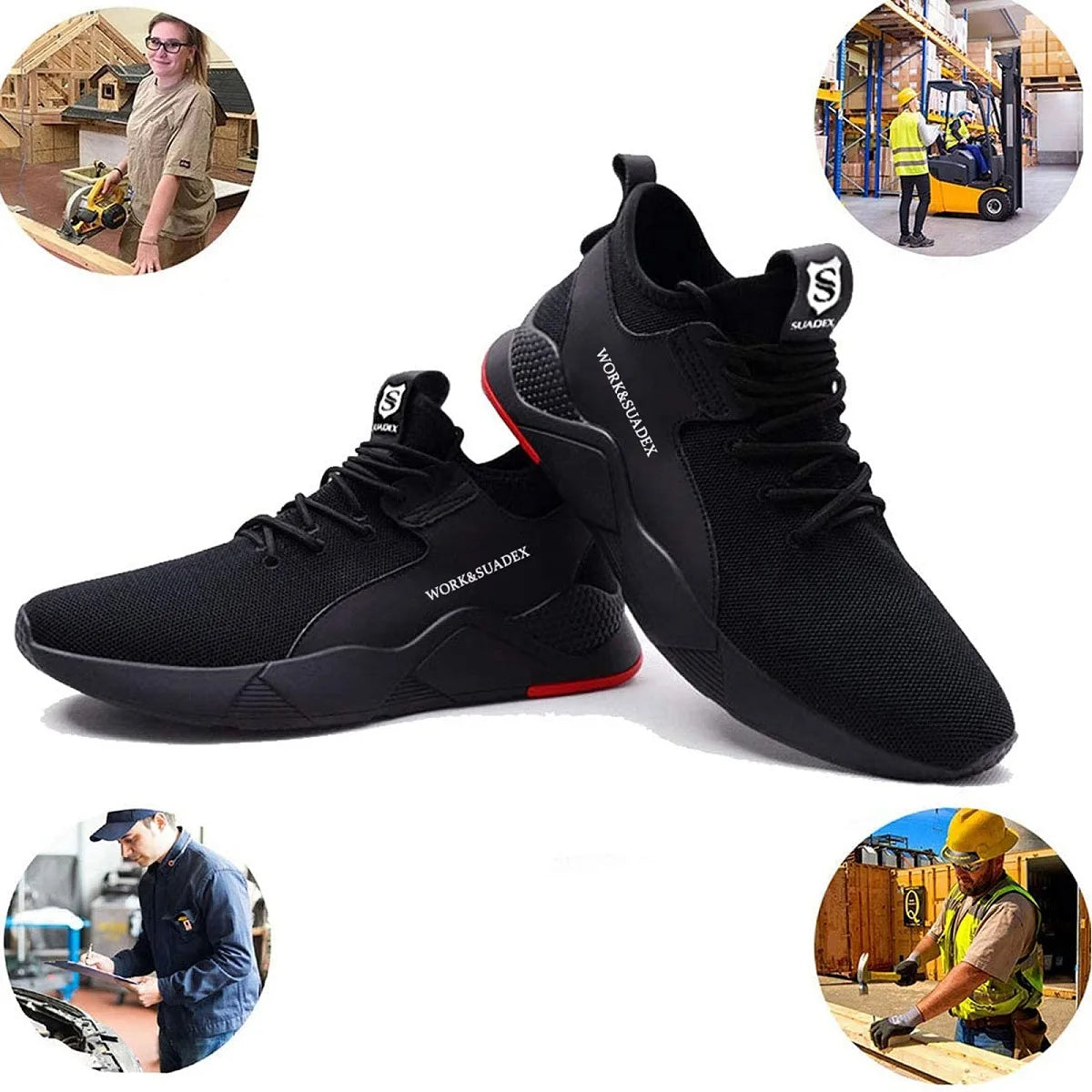 SUADEX Men Work Safety Shoes Steel Toe Cap Anti Smash Boots