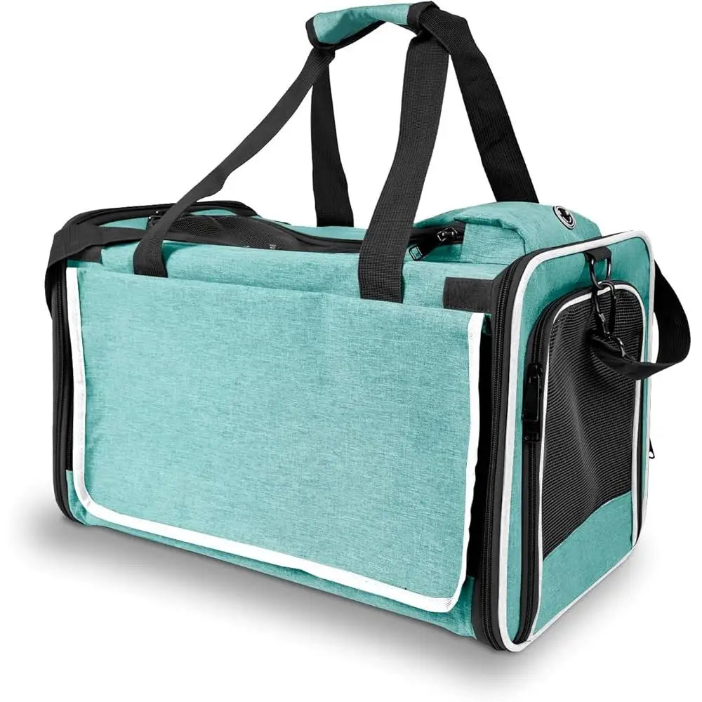 Large Pet Carrier Soft-sided Folding Dog Cat Travel Crate Easy Clean Mesh Ventilation Lightweight Portable Veterinarian Use
