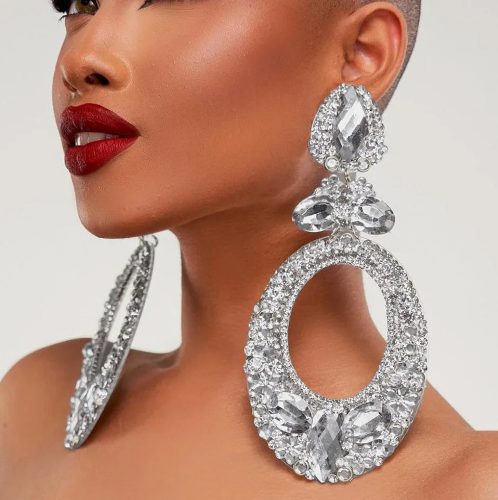 Geometric Earrings Big Crystal for Women Jewelry