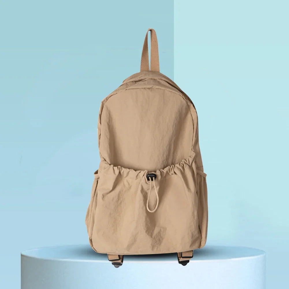 Ladies Backpack Nylon Fashion Women Middle Student Backpack Light Weight Large Capacity Portable Drawstring Teenage Girls Boys