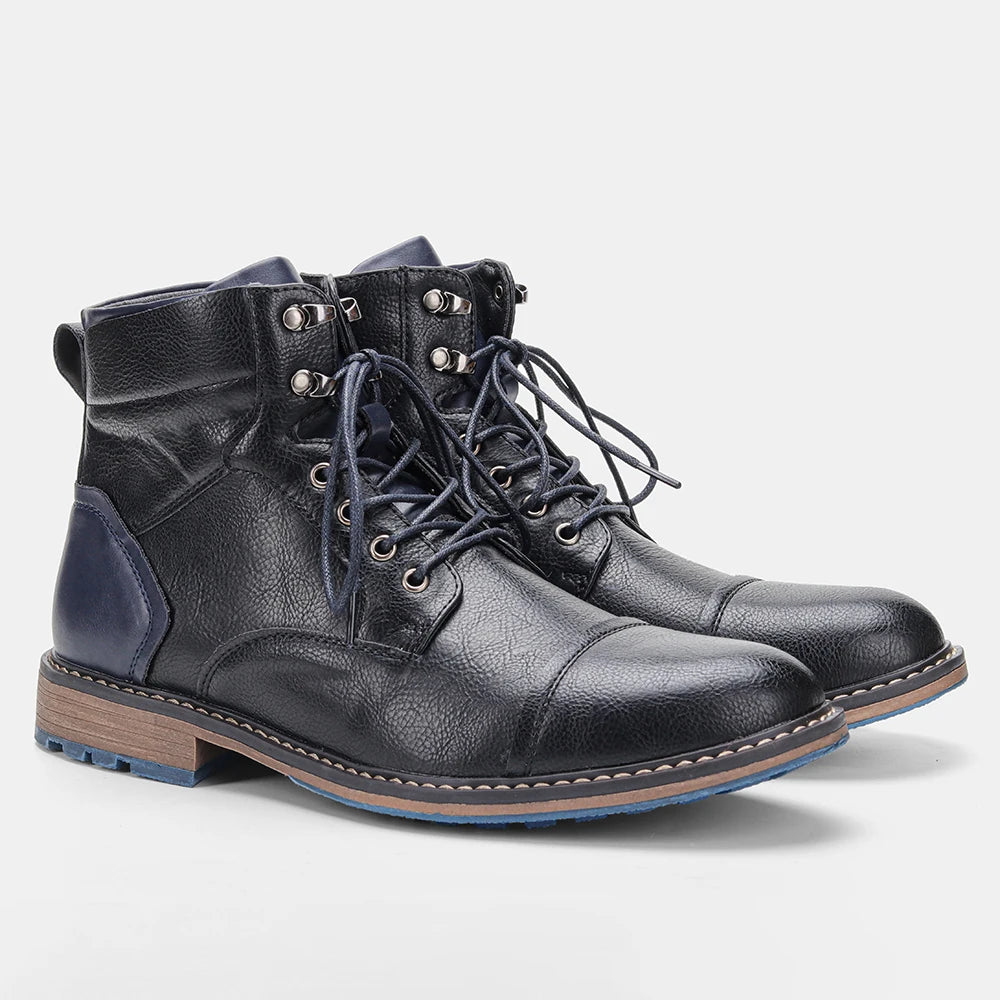 Hecrafted Men Ankle Boots Western Style Comfortable