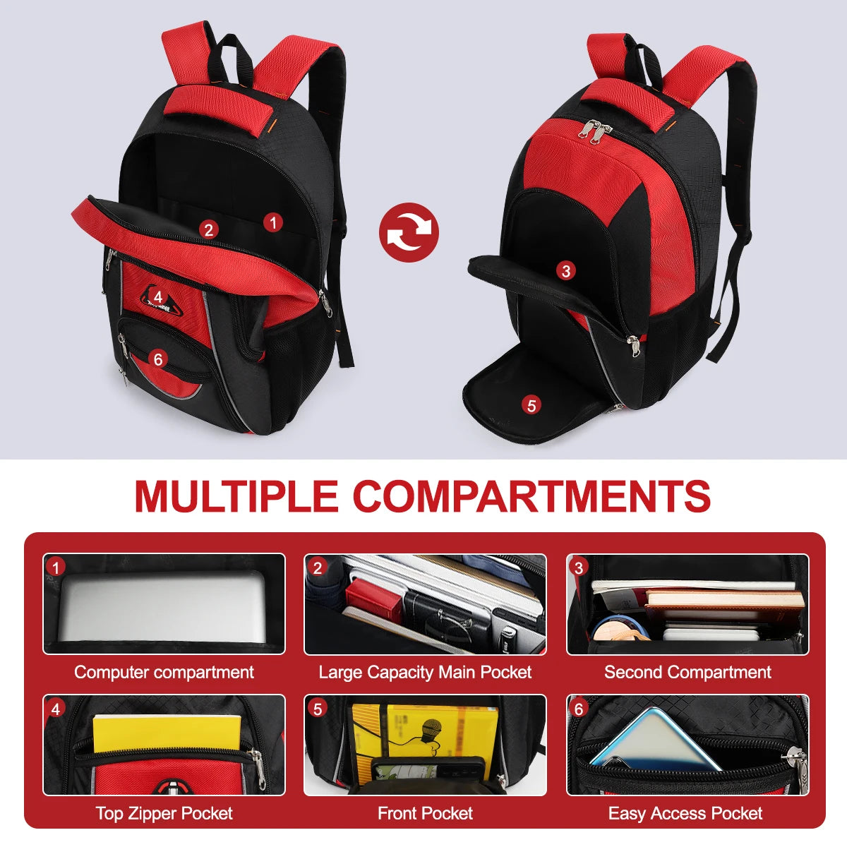 50L Extra Large Backpack Travel,18.4" Laptop Backpack Casual Rucksack For Male Women College School Bags