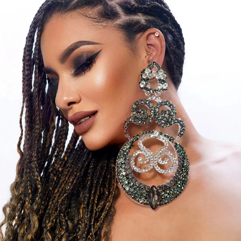 Geometric Earrings Big Crystal for Women Jewelry