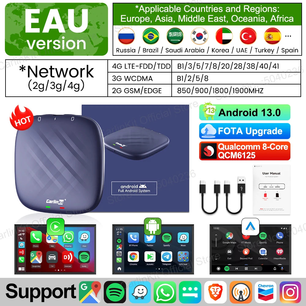 CarlinKit 8G+128G Android 13 CarPlay AI Box Upgrade