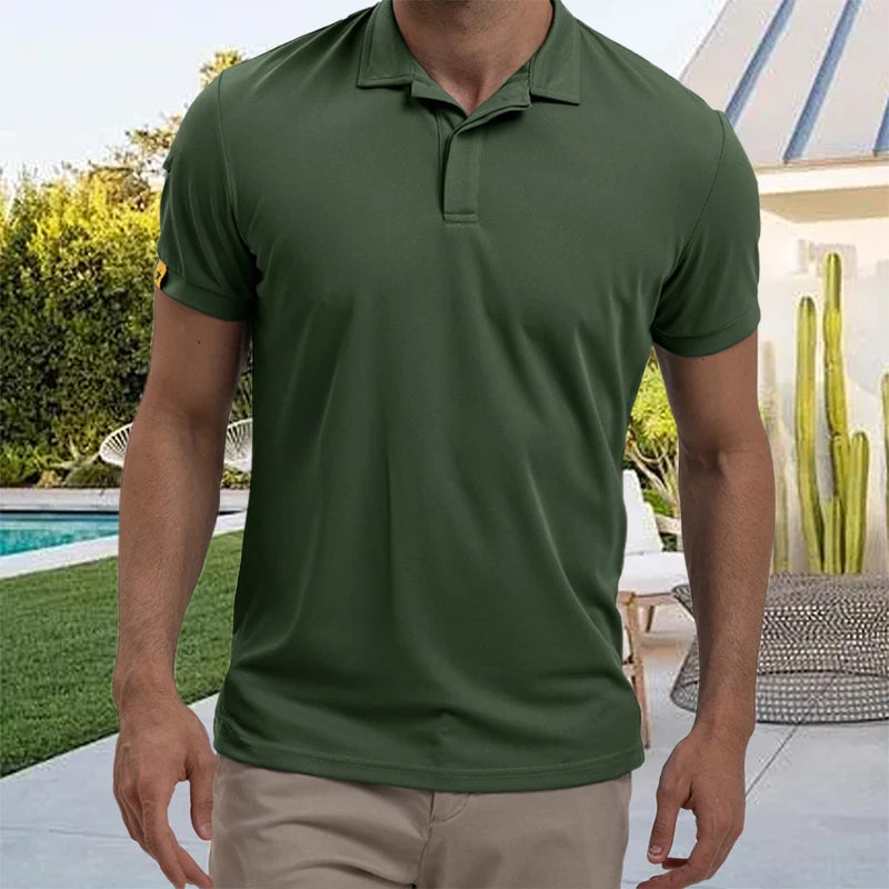 Men s Casual Short Sleeve Button Down Shirt with Turn-down Collar Solid Color Summer Top for Daily Wear and Outings