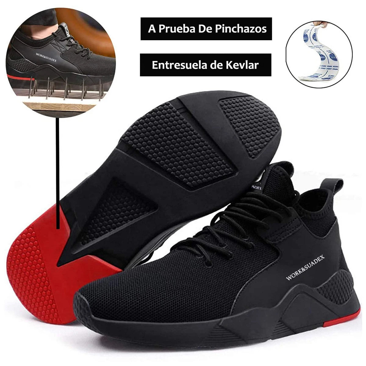 SUADEX Men Work Safety Shoes Steel Toe Cap Anti Smash Boots