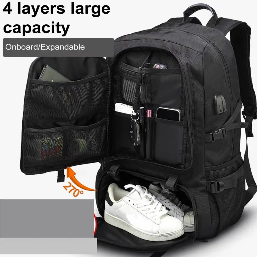 Travel Backpack Capacity Waterproof Backpack with Usb Charging Port for Hiking Business Adjustable Shoulder Strap College