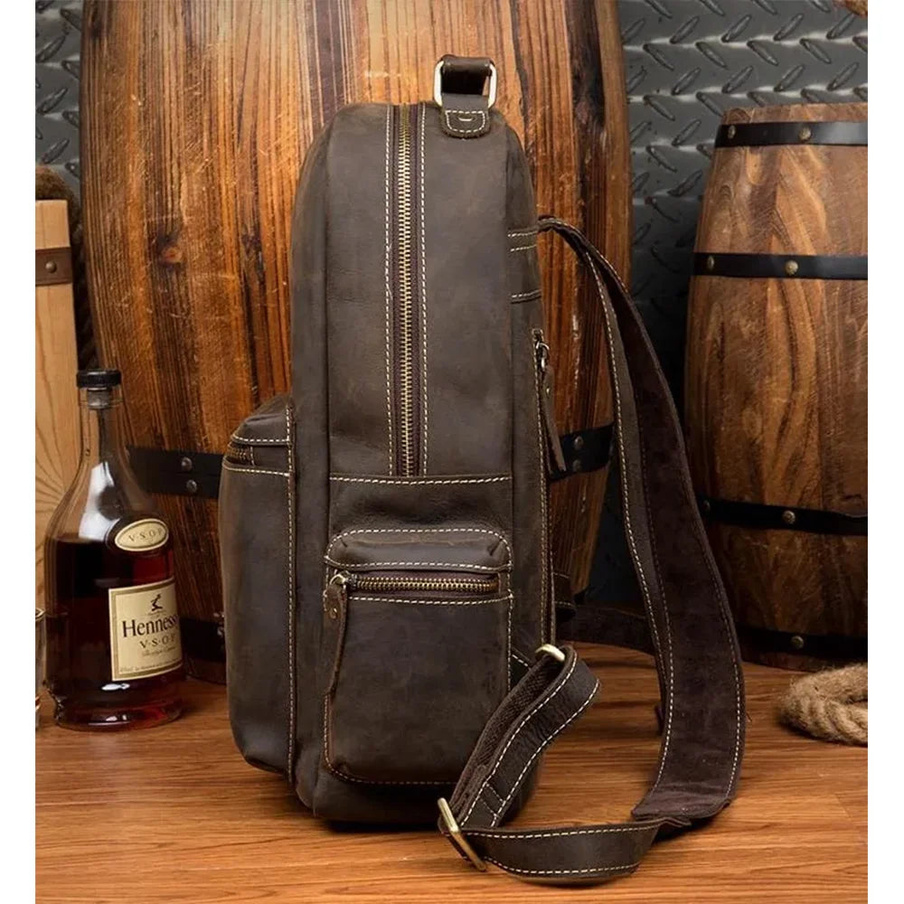 Backpack Genuine Vintage Leather Backpack Business Bag Vintage Cow Leather Travel Backpack Men Daypack School Bags