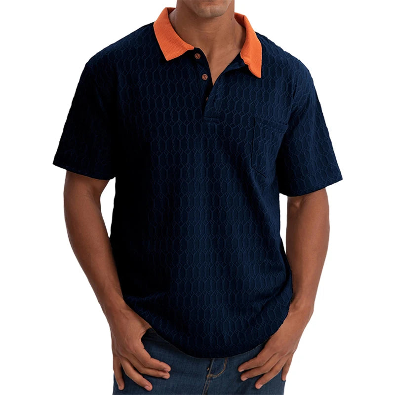 Men s Short Sleeve Patchwork Turn Down Collar Button Up Casual Shirt Fit Summer Fashion Top Streetwear