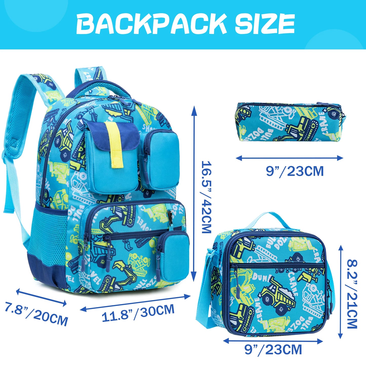 3PCS Backpacks For Boys School Backpacks For Elementary Students Ages 8-10 Kids Aesthetic Backpack Set