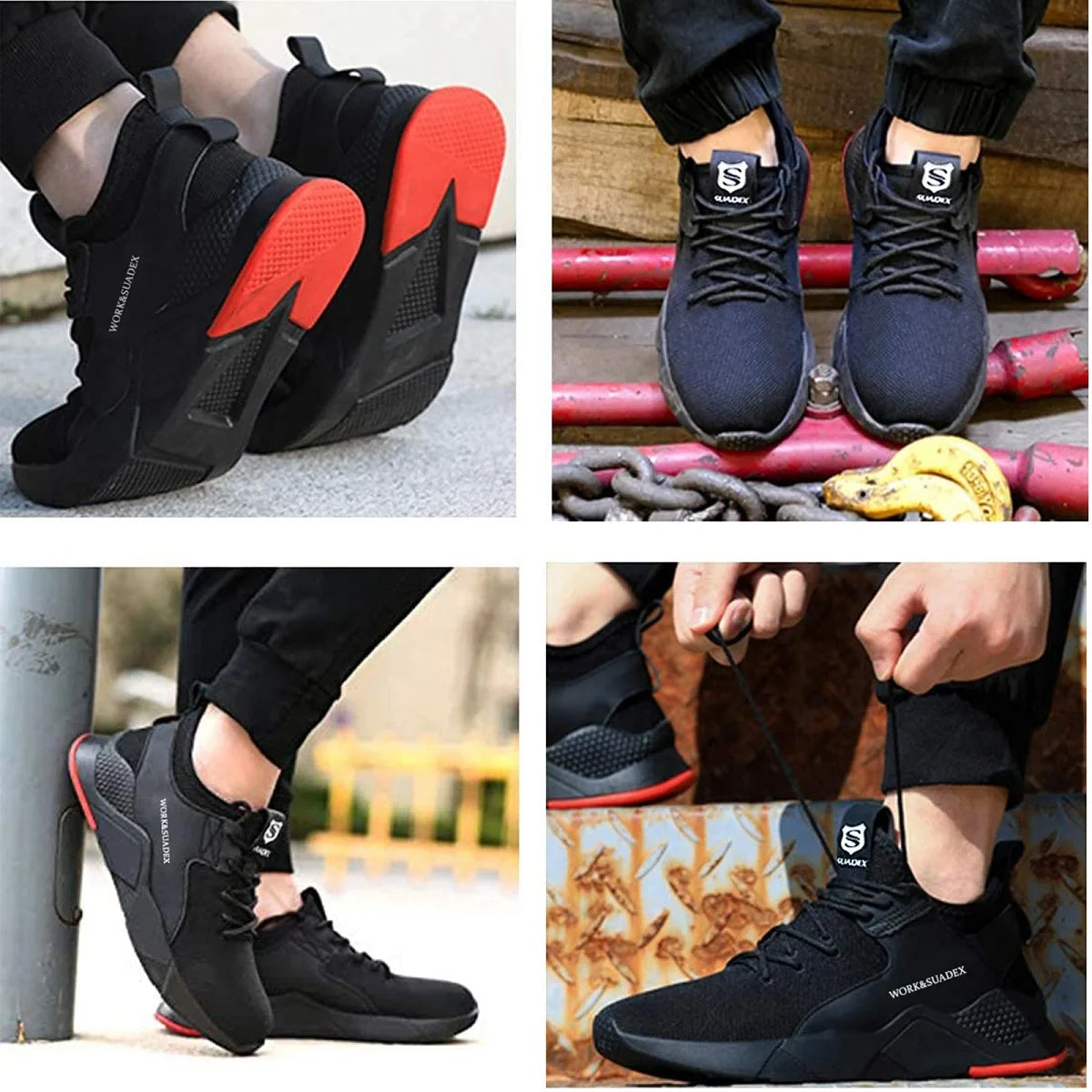 SUADEX Men Work Safety Shoes Steel Toe Cap Anti Smash Boots