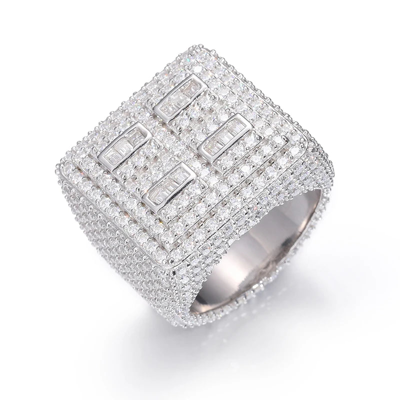 Baguette Cross Rings S925 Silver Moissanite Jewelry