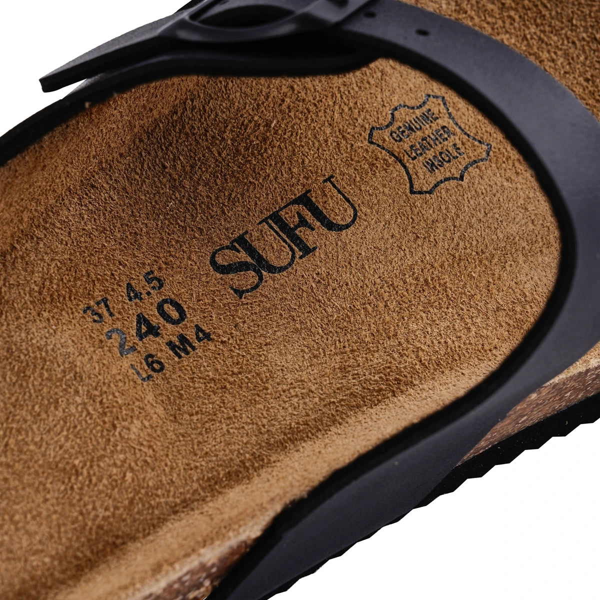 SUFU Summer Cork Sandals Women's Leather Clogs Slippers Black Classic Buckle Cork Slides Slippers Casual Slippers