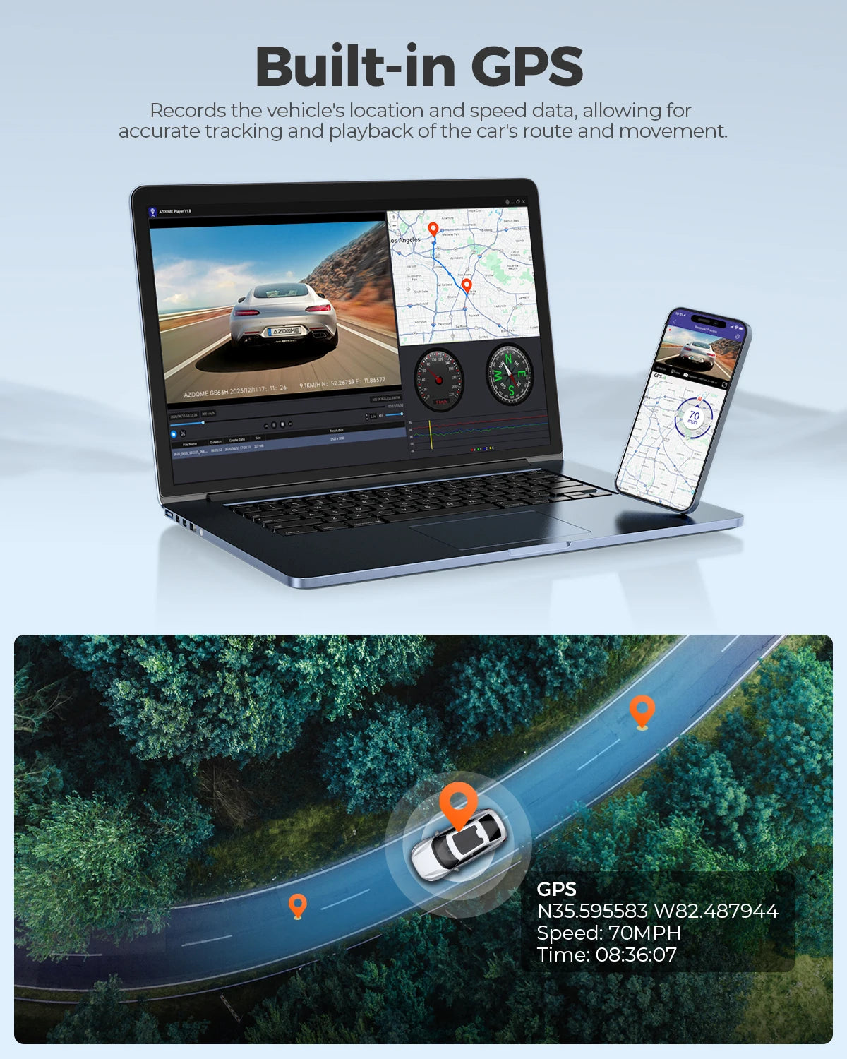 AZDOME Dash Cam GS63H 4K HD Car Camera with GPS Wi-Fi
