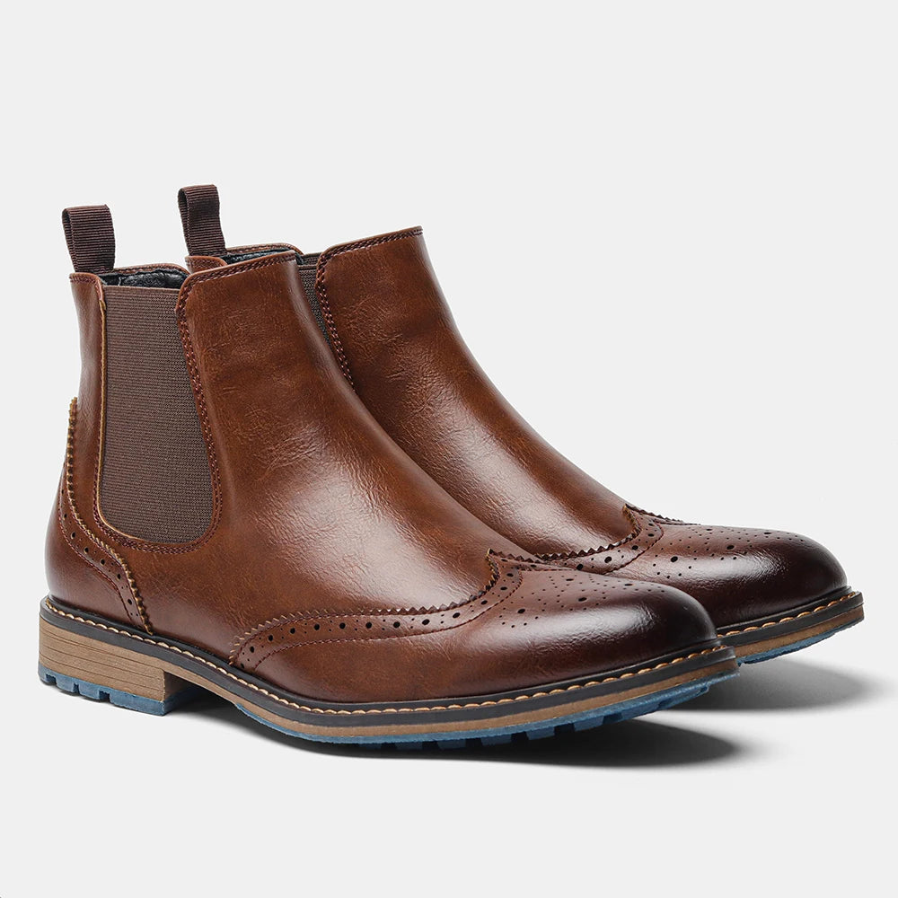 Zhejiang Classic Brogue Chelsea Boots For Men Leather