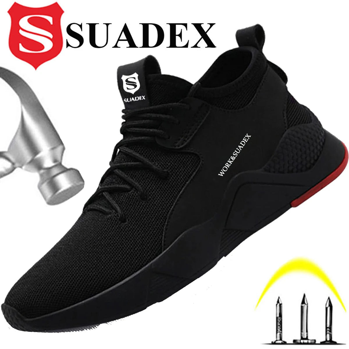 SUADEX Men Work Safety Shoes Steel Toe Cap Anti Smashing