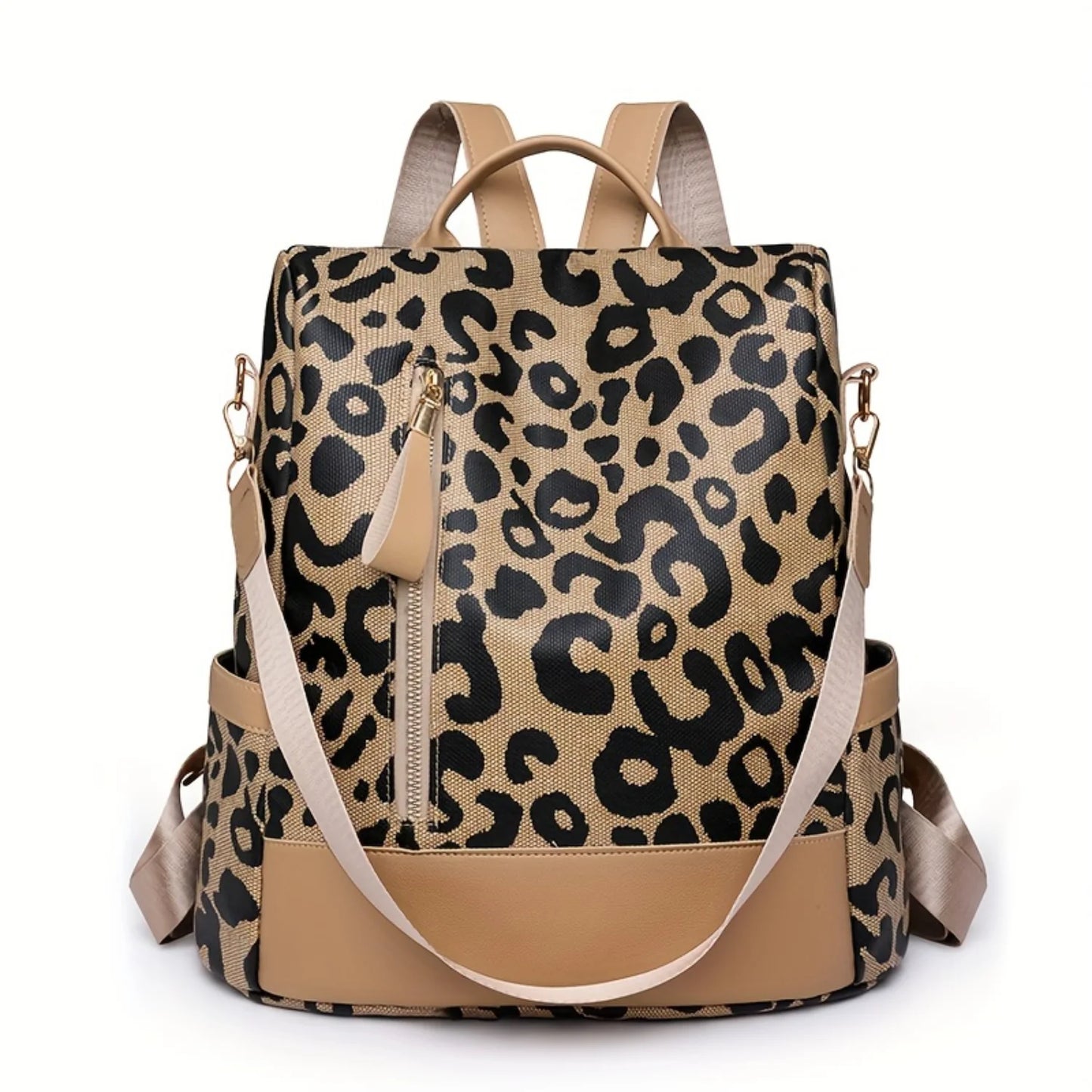 Leopard Print Anti-theft Travel Backpack Purse for School Work Travel