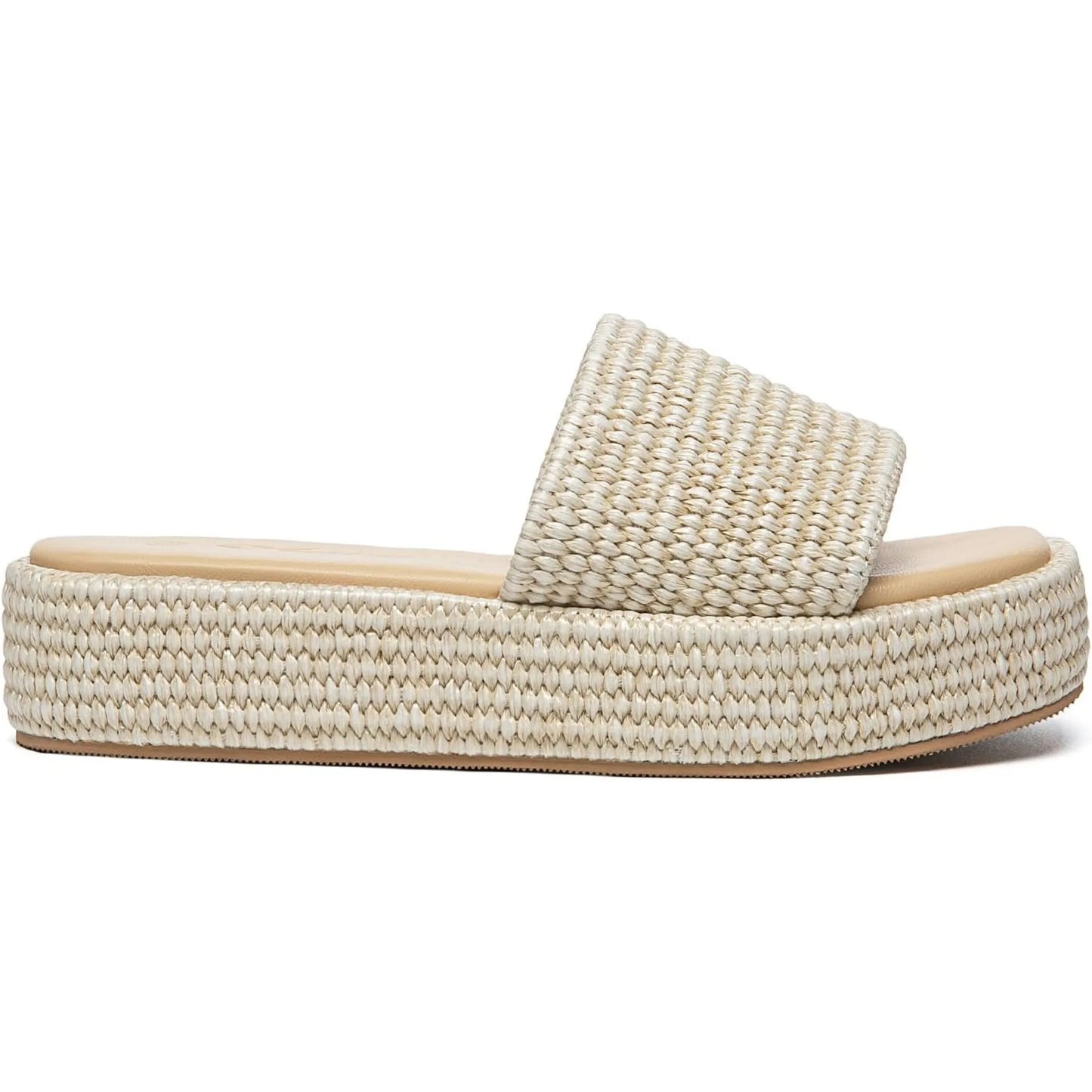 Athlefit Women's Platform Raffia Sandals Comfortable Open Toe Slip On Beach Slides Sandals for Summer Casual