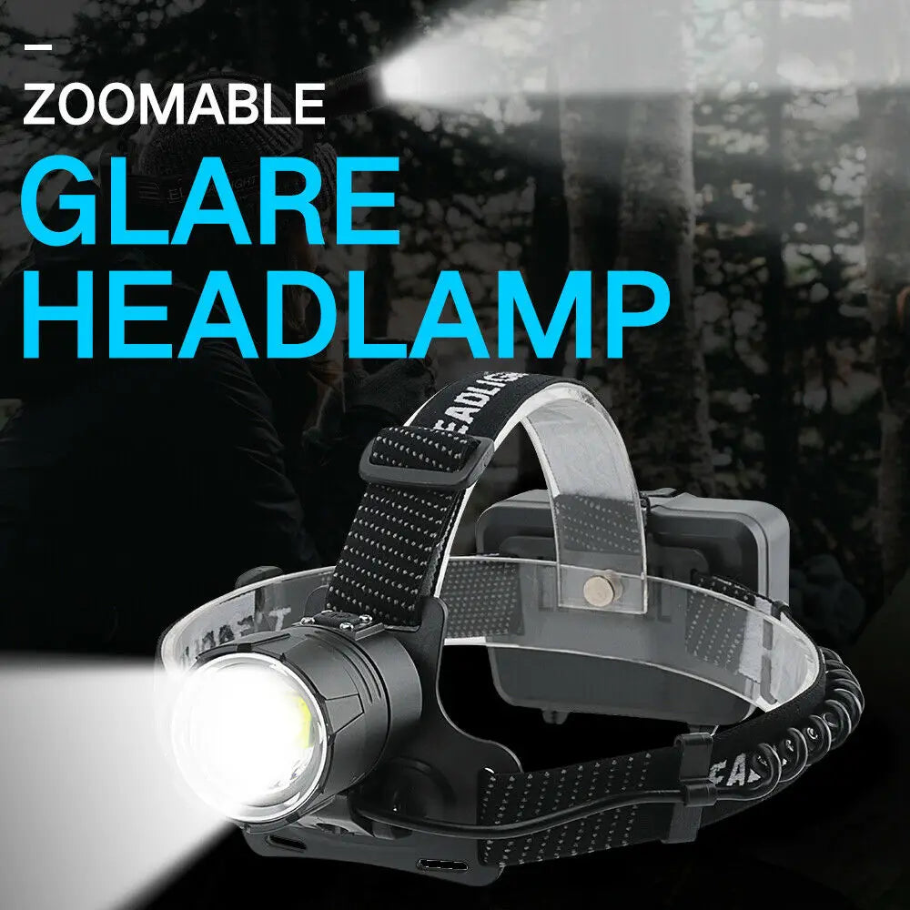 990000LM LED Headlamp Zoom USB Rechargeable Headlight Torch Light Lamp