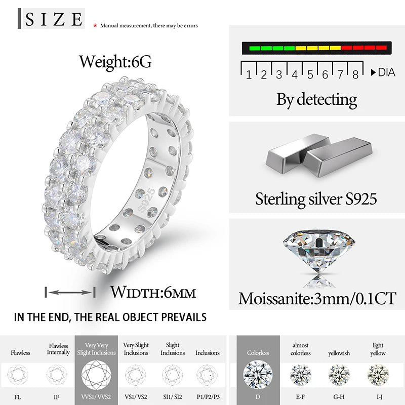 With Certificate Moissanite For Men Silver Rings