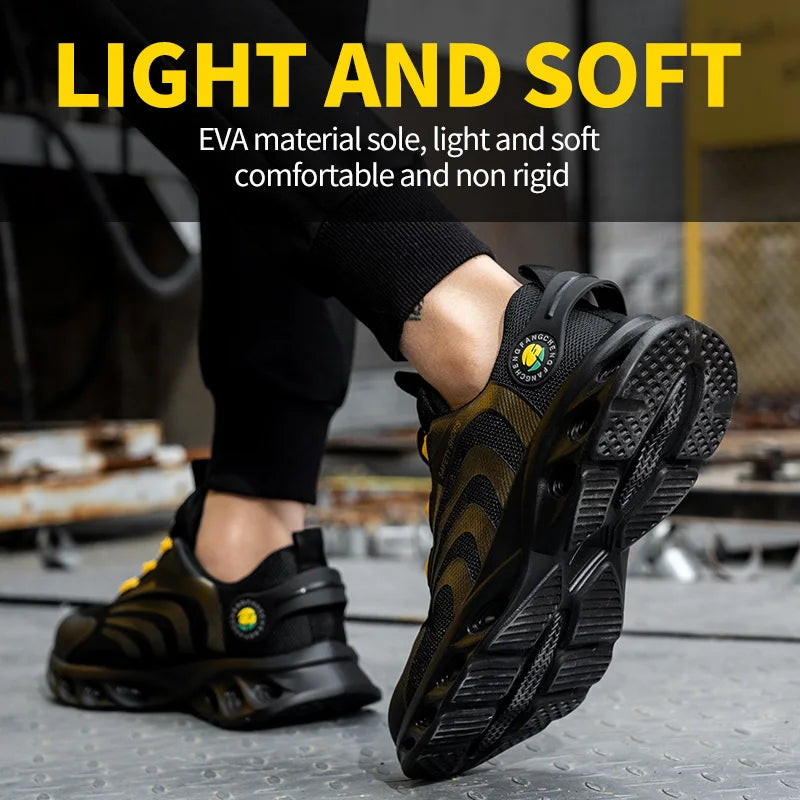 Lace Free Breathable Lightweight Safety Shoes For Men CE