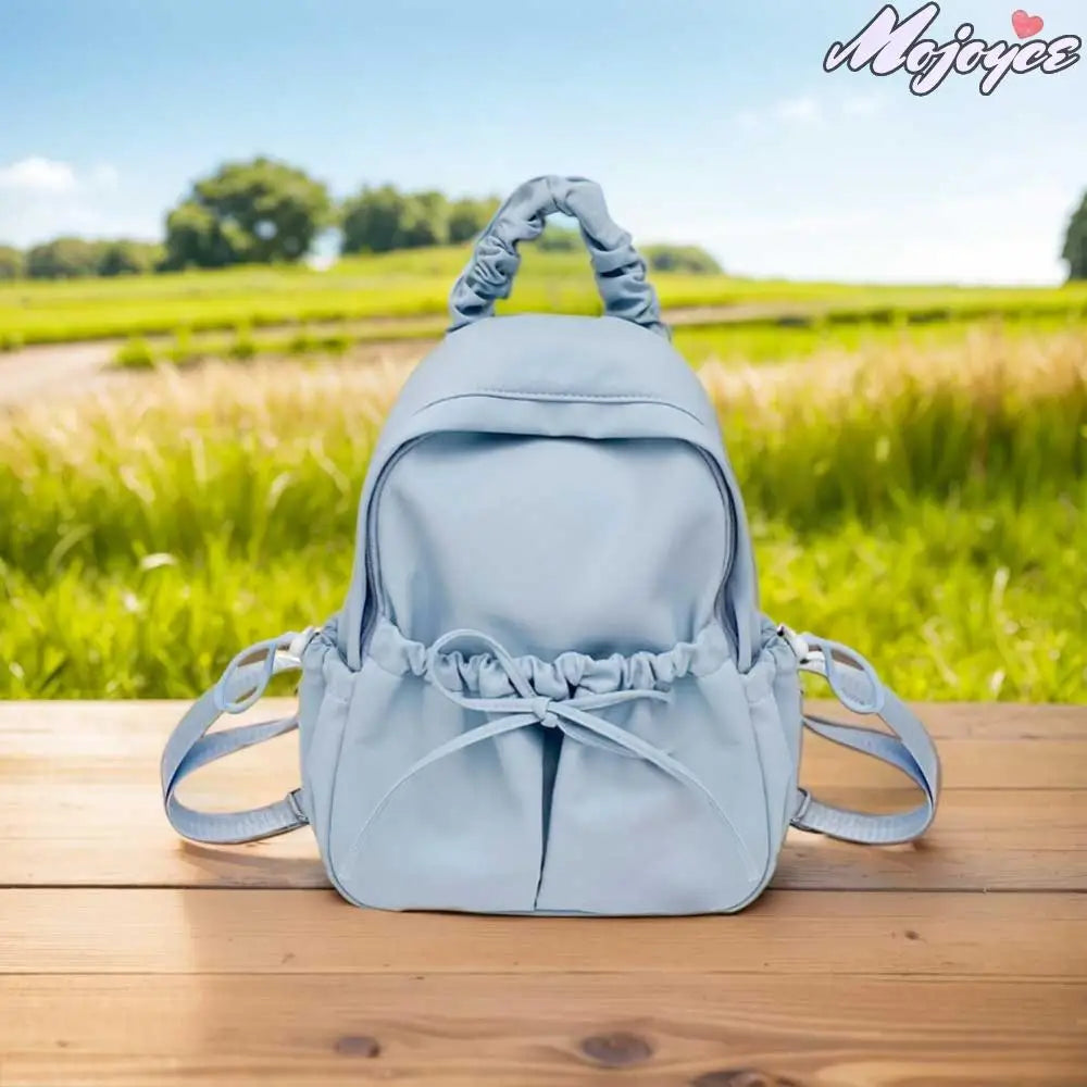 Women Pleated Book Schoolbag Solid Color Simple Student Backpack Large Capacity Travel Backpack Students Daily Backpack