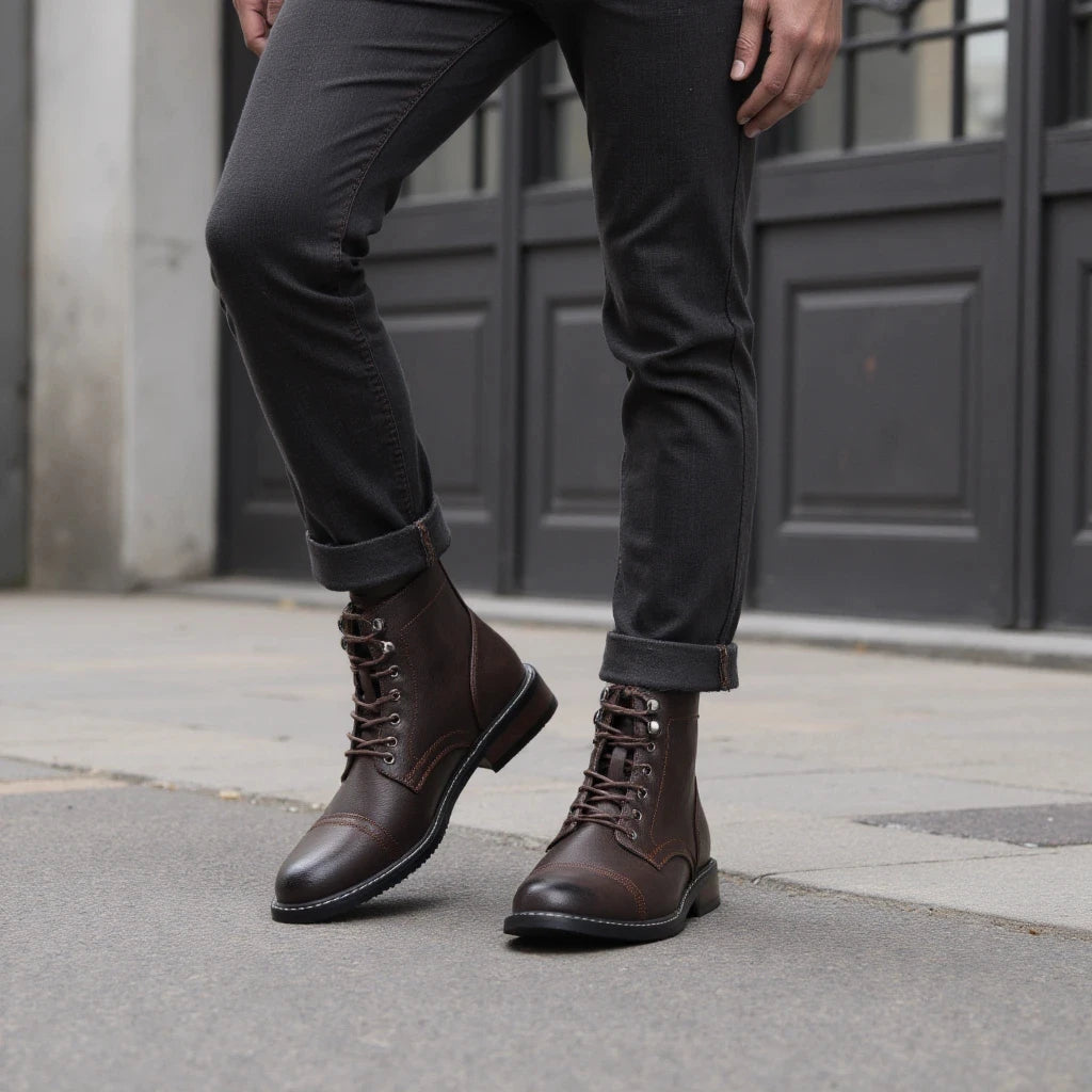 Hecrafted Men Ankle Boots Western Style Comfortable