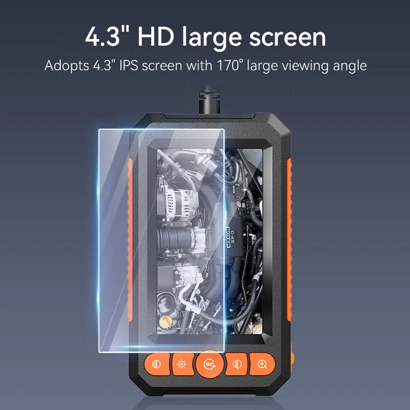 4.3 Inch Single Dual Lens Industrial Endoscope Camera HD1080P Car Inspection Borescope IP67 Waterproof Sewer Camera With 8LEDs Hard