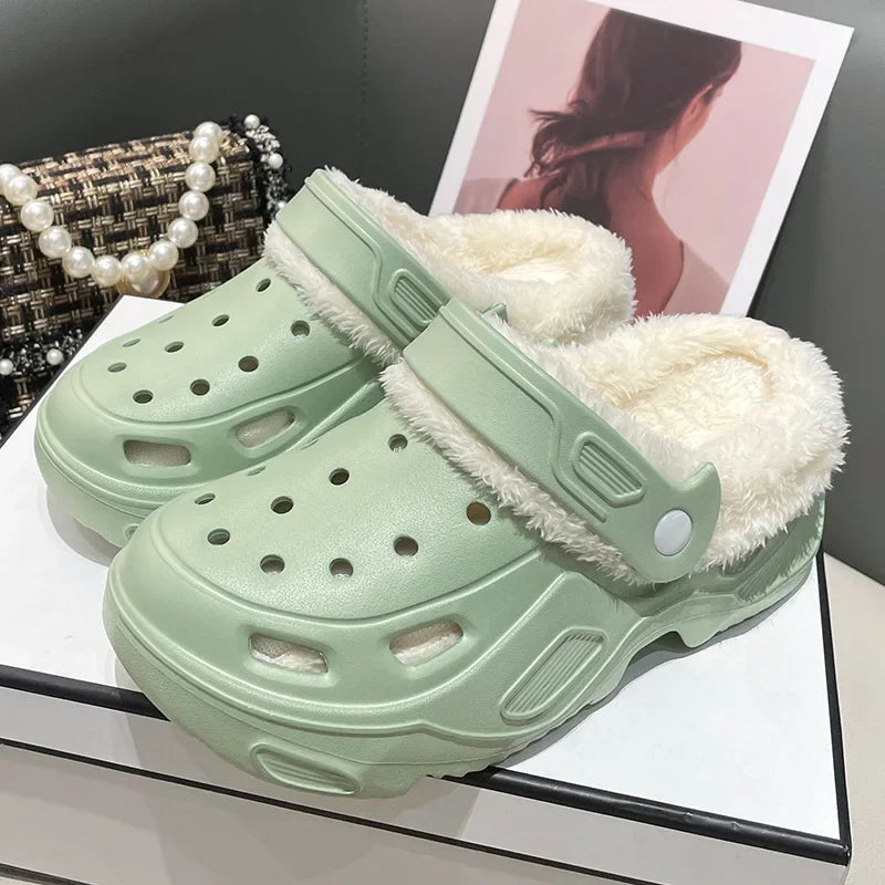 Women's winter slippers with plush cotton soft indoor non-slip shoes flat shoes family bedroom EVA slippers women's shoes
