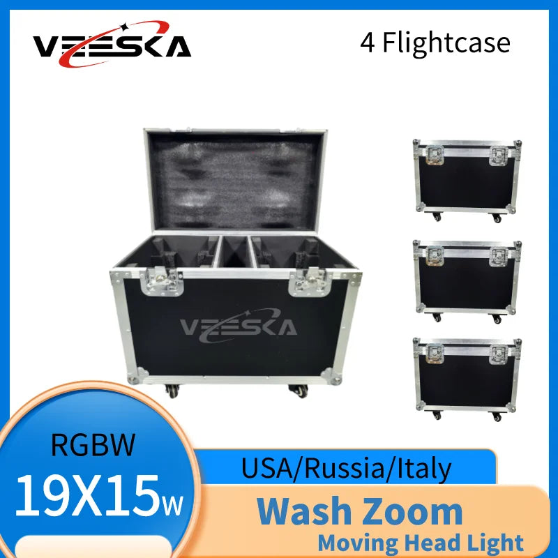 1-10PCS 19X15W Beam Wash Moving Head LED Zoom Lyre Wash Light RGBW Beam Effcect For Dj Light Wedding Party Show flight box