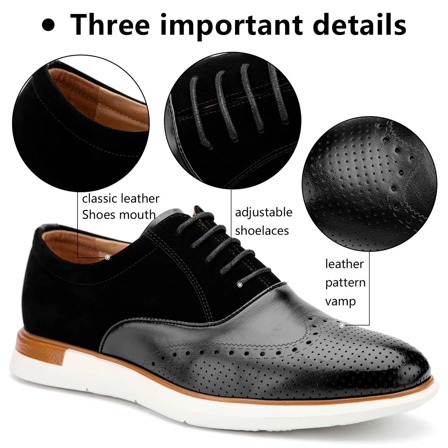 Meijiana Men Leather Lace Up Oxford Dress Shoes Casual