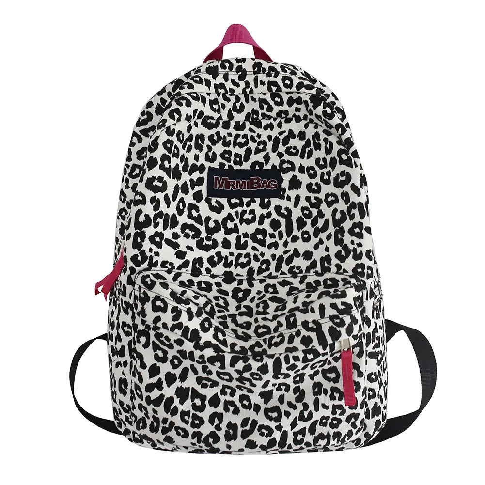 Women Canvas Zebra Cow Pattern Print Backpack Preppy Style Ladies Large Handbags Ladies Girl Backpack Preppy Style Travel Bag