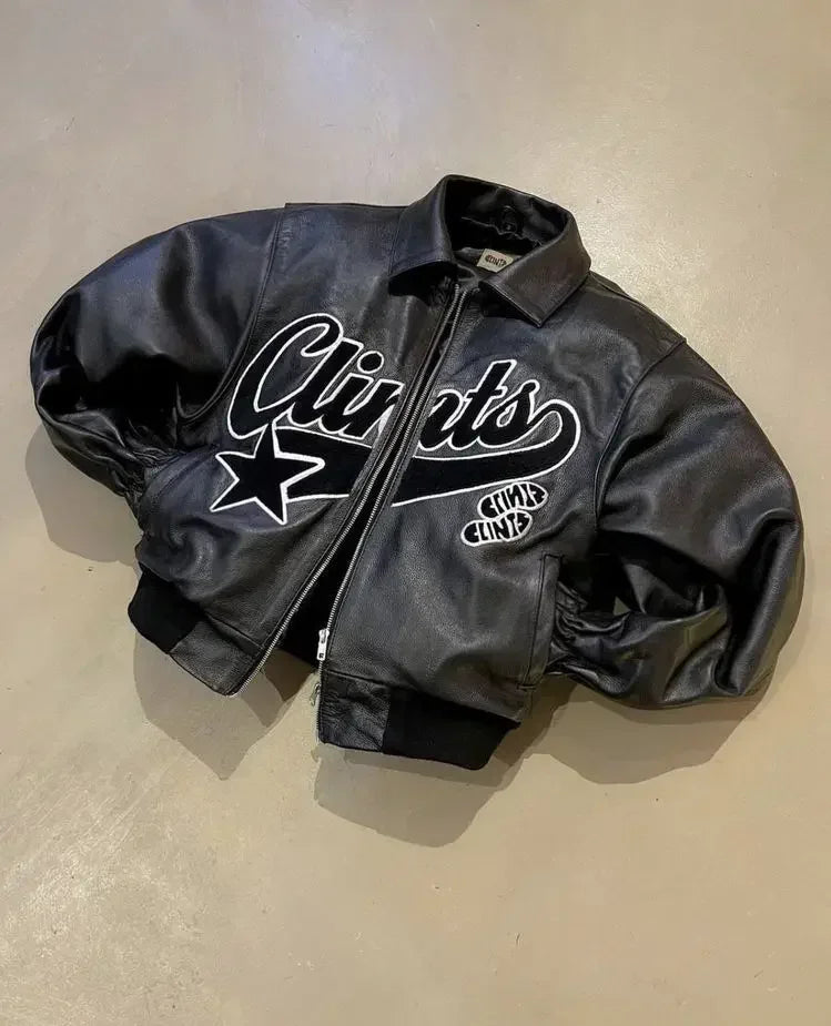Retro Y2k Denim Leather Jacket Thickening Men Clothing