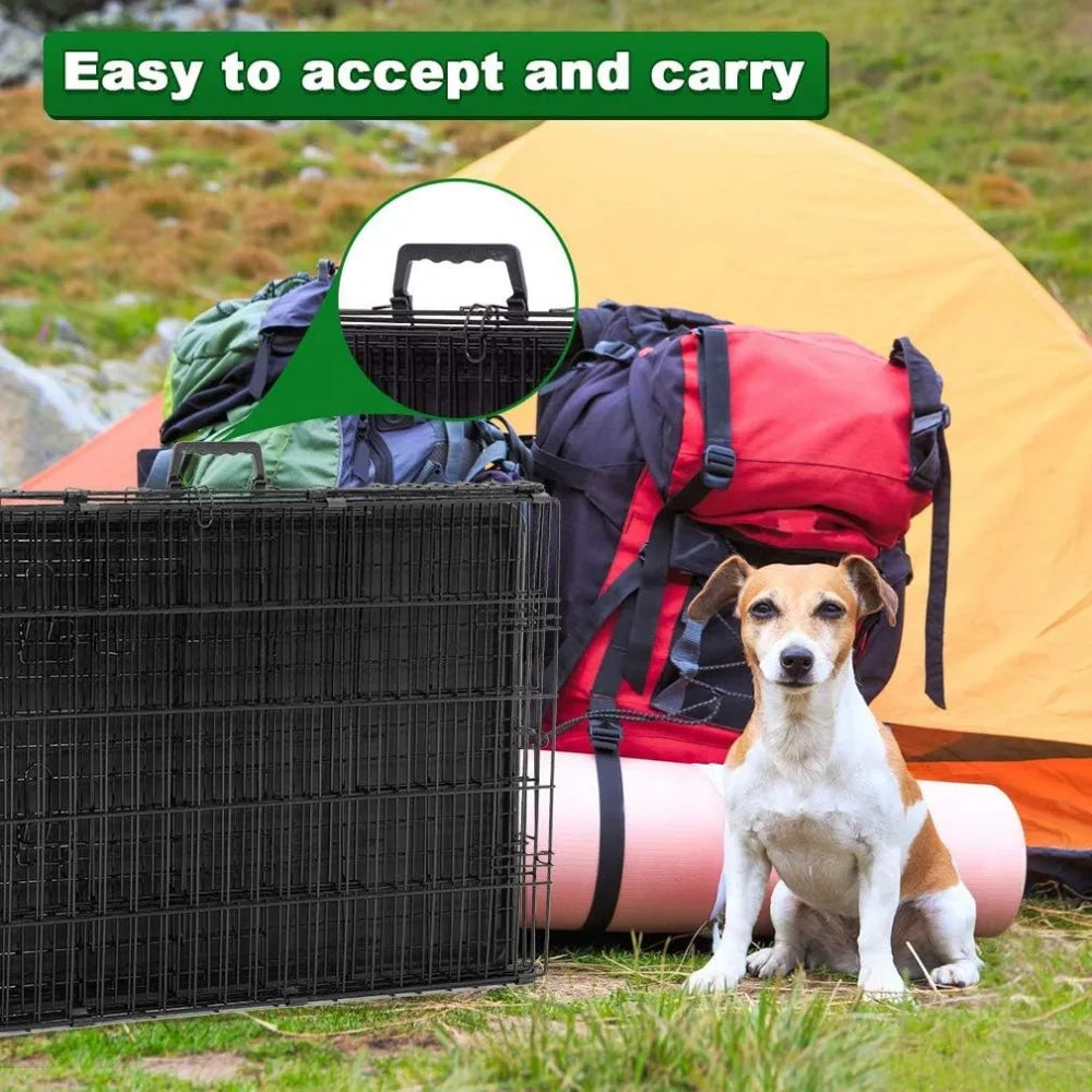 Dog Crates for Large Dogs Folding Mental Wire Crates Dog Kennels Outdoor and Indoor Pet Dog Cage Crate with Double-Door