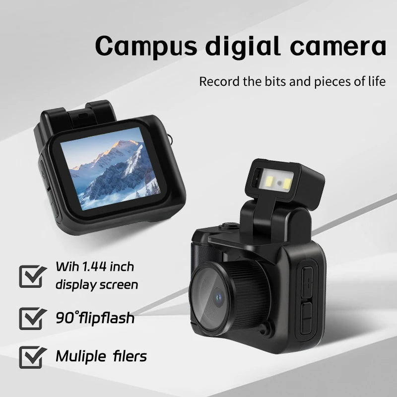 Y4000 Mini Camera with Screen HD 1080p Portable Video Recorder with Flash Light Battery Dock Retro Ultra Student Digital Camera