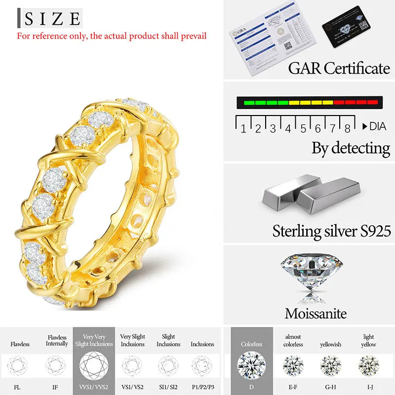 With Certificate Moissanite For Men Silver Rings