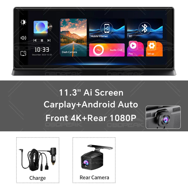 K2 Pro 11.3 Dash Cam 4K Car DVR Carplay Android Auto