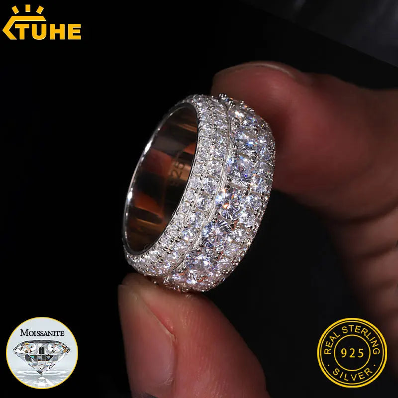 Jewelry Moissanite Rings Pave S925 Sterling Silver