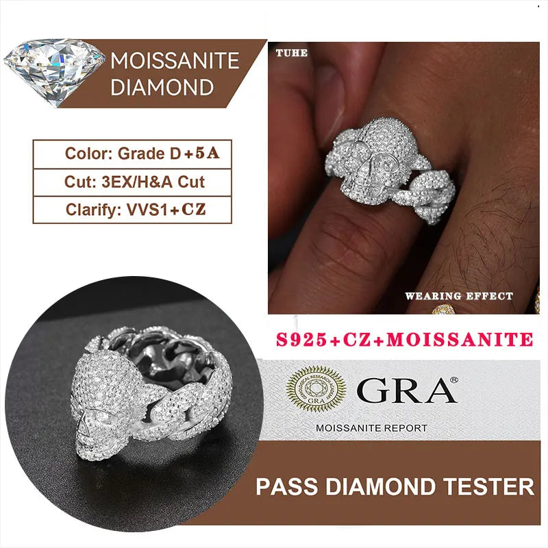 Mouth Rings Silver Moissanite For Men Jewelry