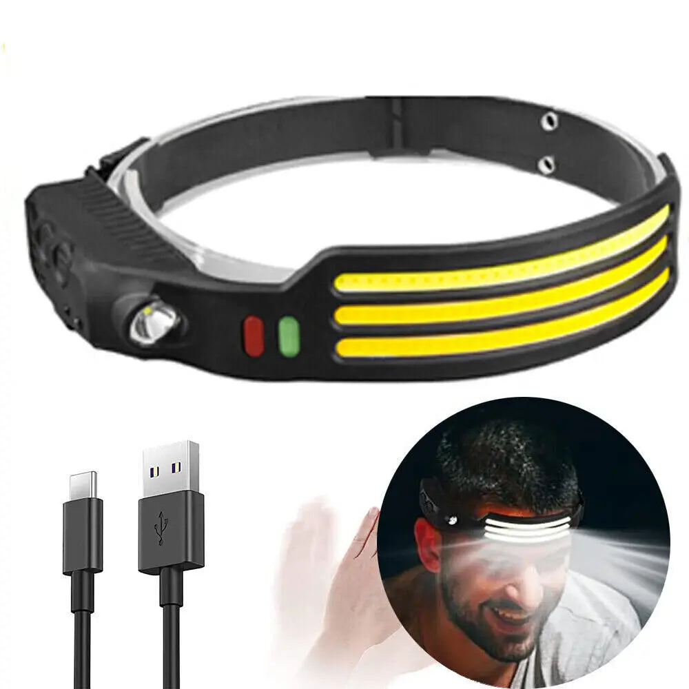 1/2Pcs USB Rechargeable Waterproof LED Headlamp Headlight Head Light Flashlight